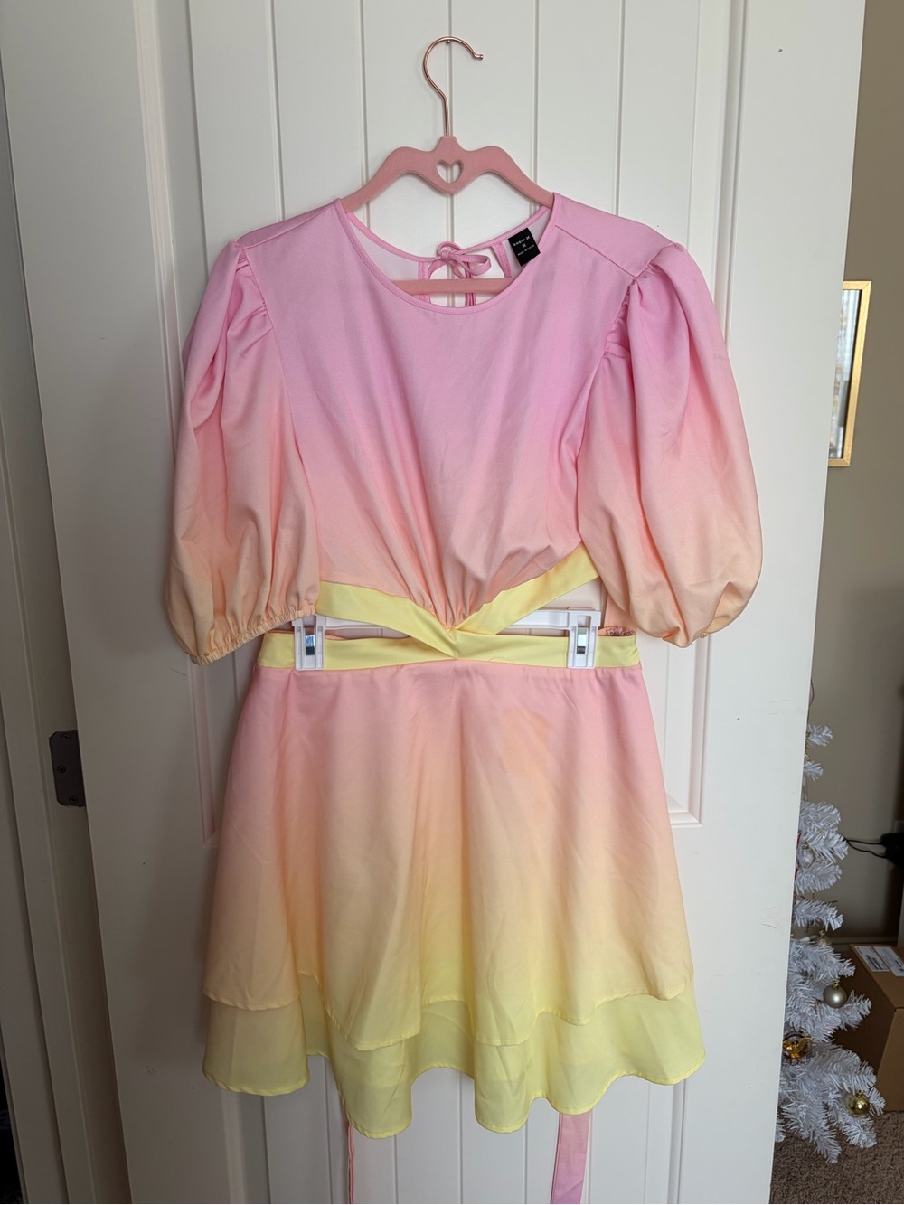 pink and yellow ombré dress